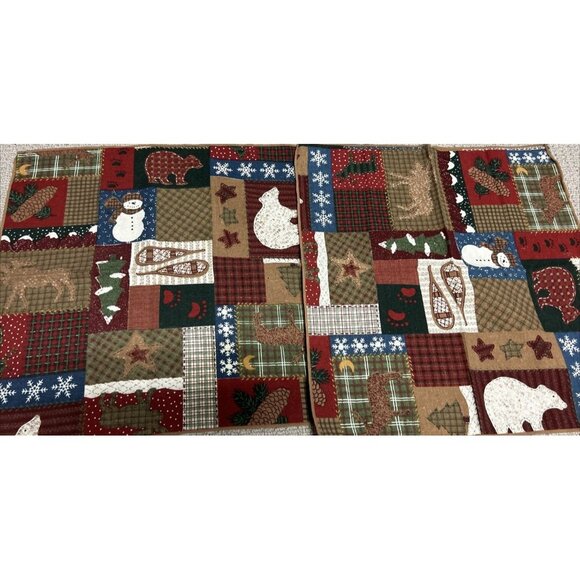 Vintage JC Penney Table Cloth & Napkins Folk Country Winter Polar Bear Patchwork - Picture 7 of 9